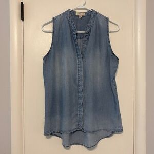 Anthropologie Cloth & Stone Women's Sleeveless Chambray Button-Front Shirt Top M